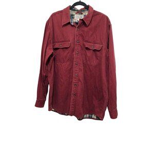 VTG L.L.Bean Men's Burgundy Y2k 90s Shirt Jacket L-REG 100% Cotton  Plaid Flanne